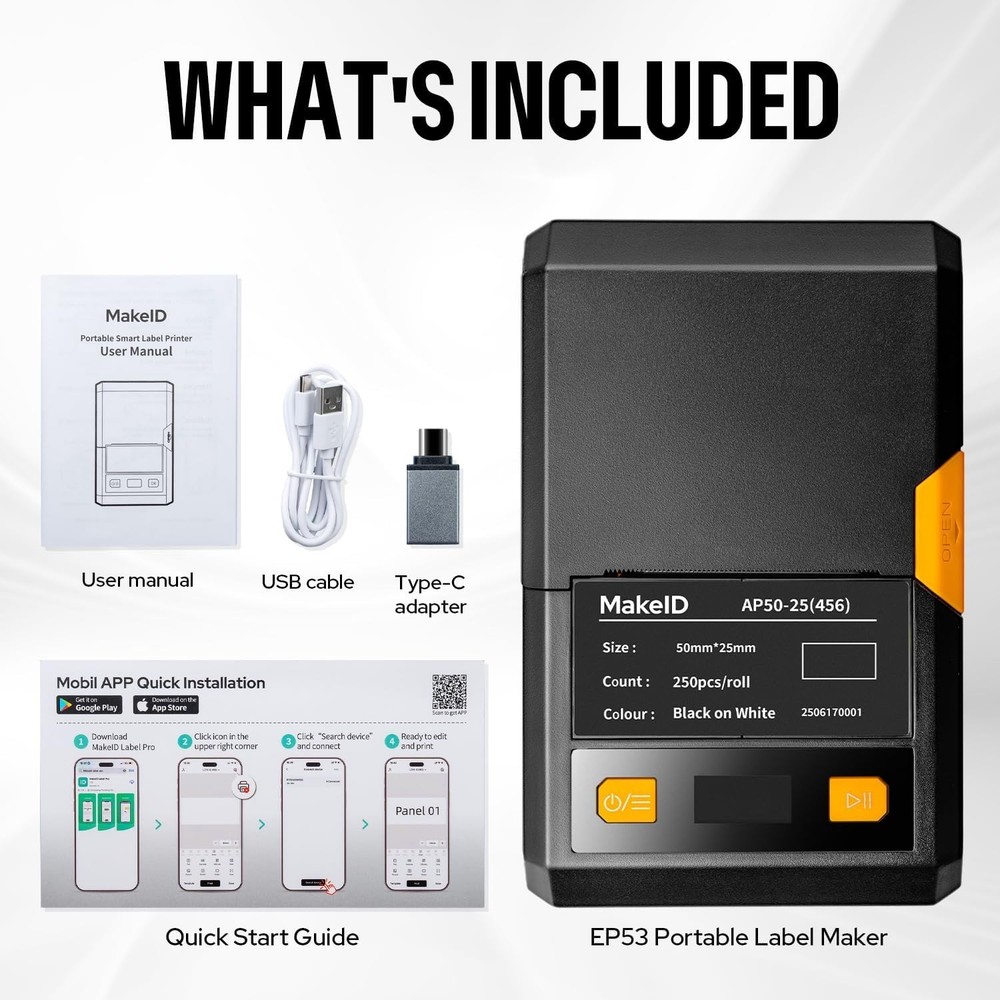 Label Maker Portable Bluetooth 2 Inch Printer for Job Sites Waterproof Durable
