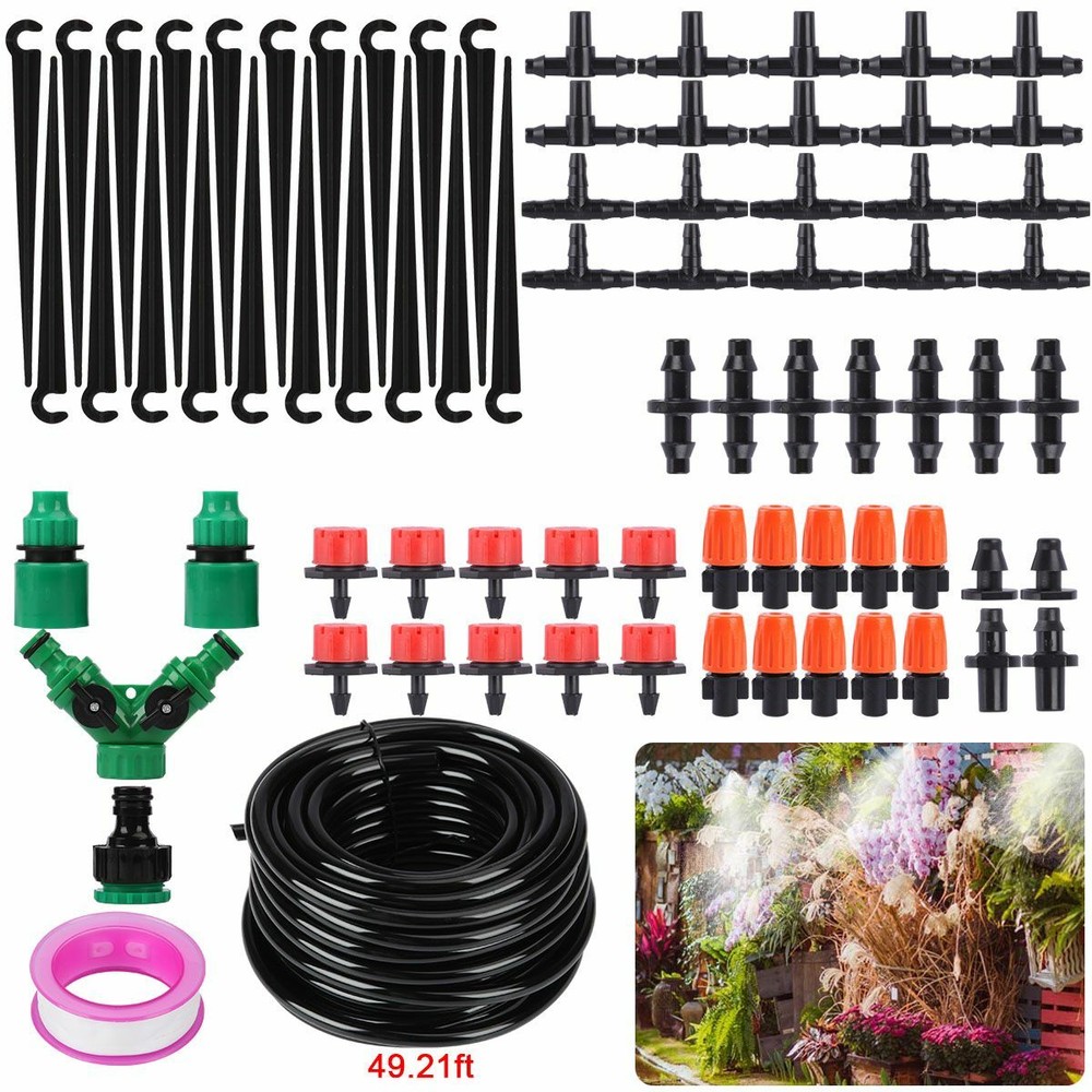 100FT 50FT Auto Drip Irrigation System Kit Timer Micro Sprinkler Garden Watering