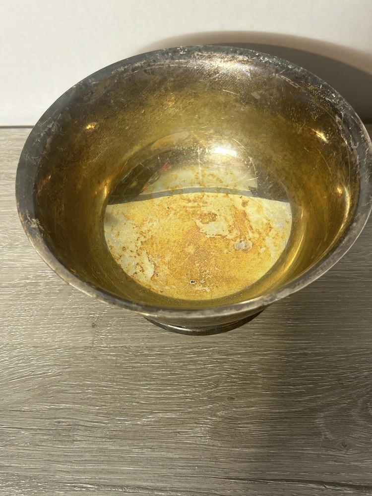 Vintage Cheshire Silver Plate Bowl Art Deco Pedestal Compote Patinaed Dish