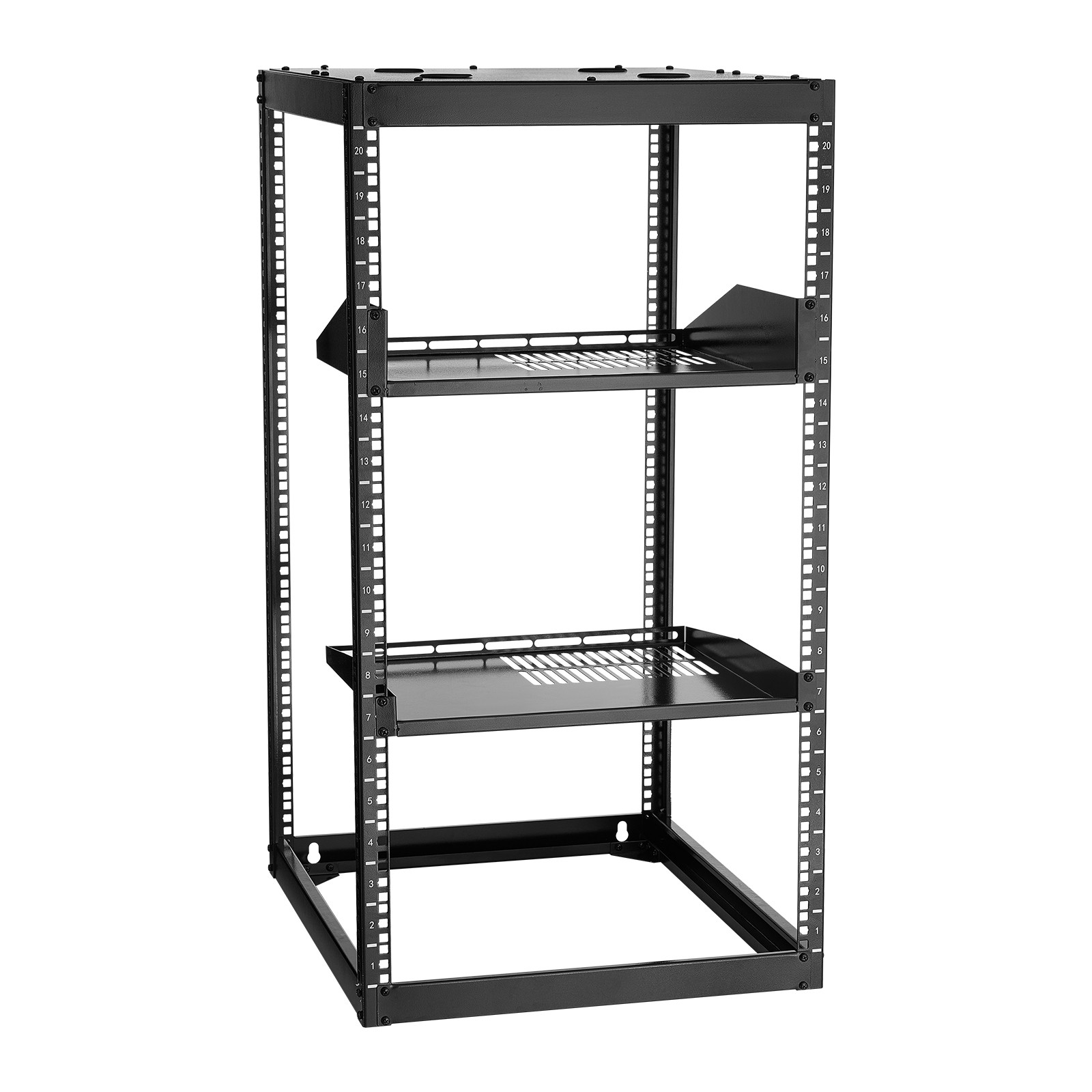 Uimoso 20U Open Frame Wall-Mount Server Rack with 4 Posts and Shelves