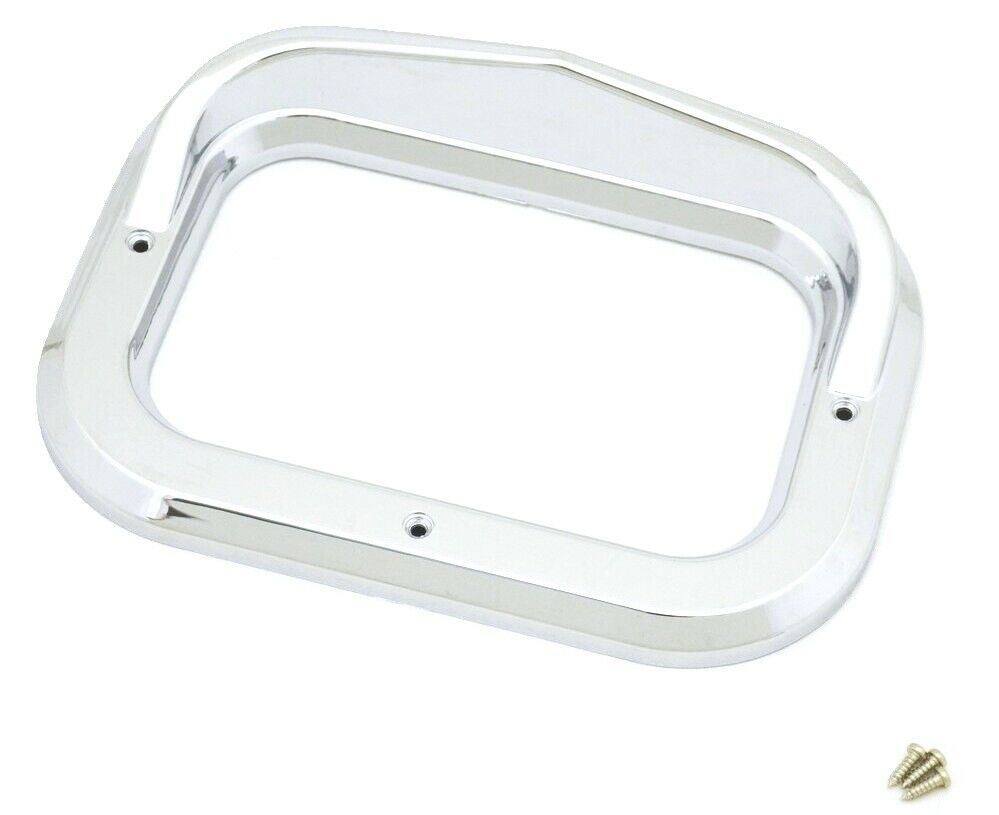 Rectangular Light Bezel with Visor Chrome Plastic 3 Screw 5 5/16" UP#10485 Pair