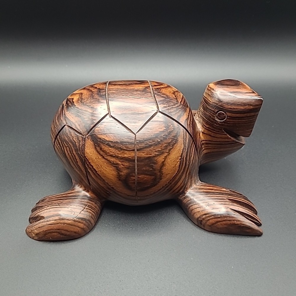 Hand Carved Dark Wood Turtle