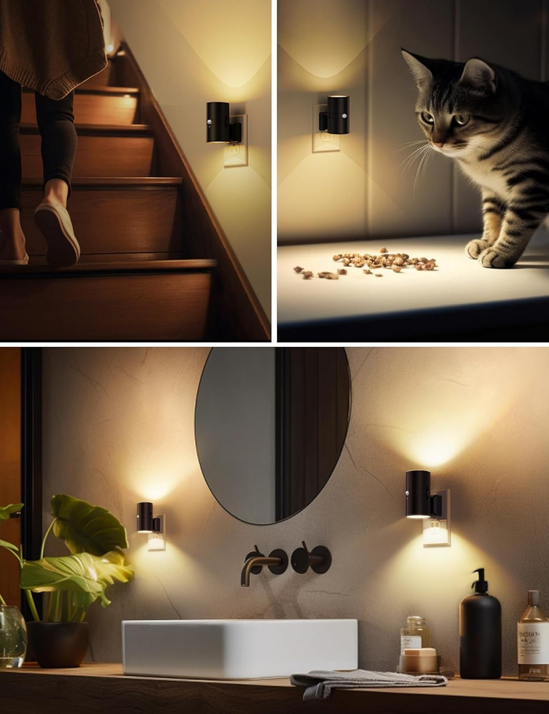 Motion Sensor Night Light Plug In, 2 Pack, Motion Activated Night Light, 0-100LM