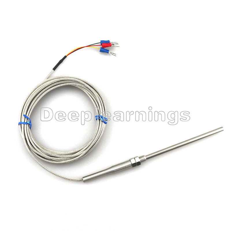 1M High Temperature Cable PT100 RTD with 6mm Thread Thermometer Sensor 0°C-150°C