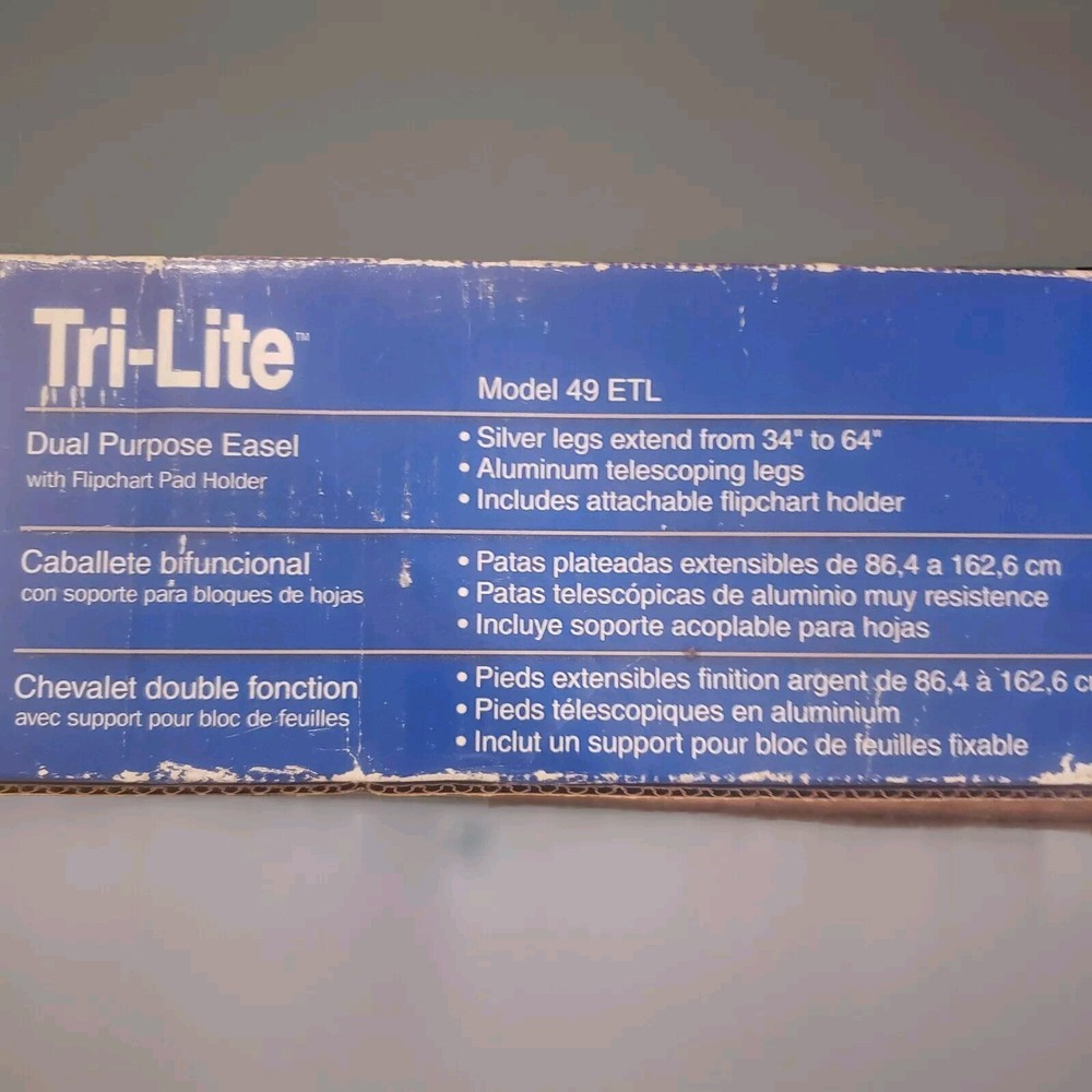 Quartet Tri-lite Dual Purpose Easel Flipchart Pad Holder 34-64" Telescoping Legs