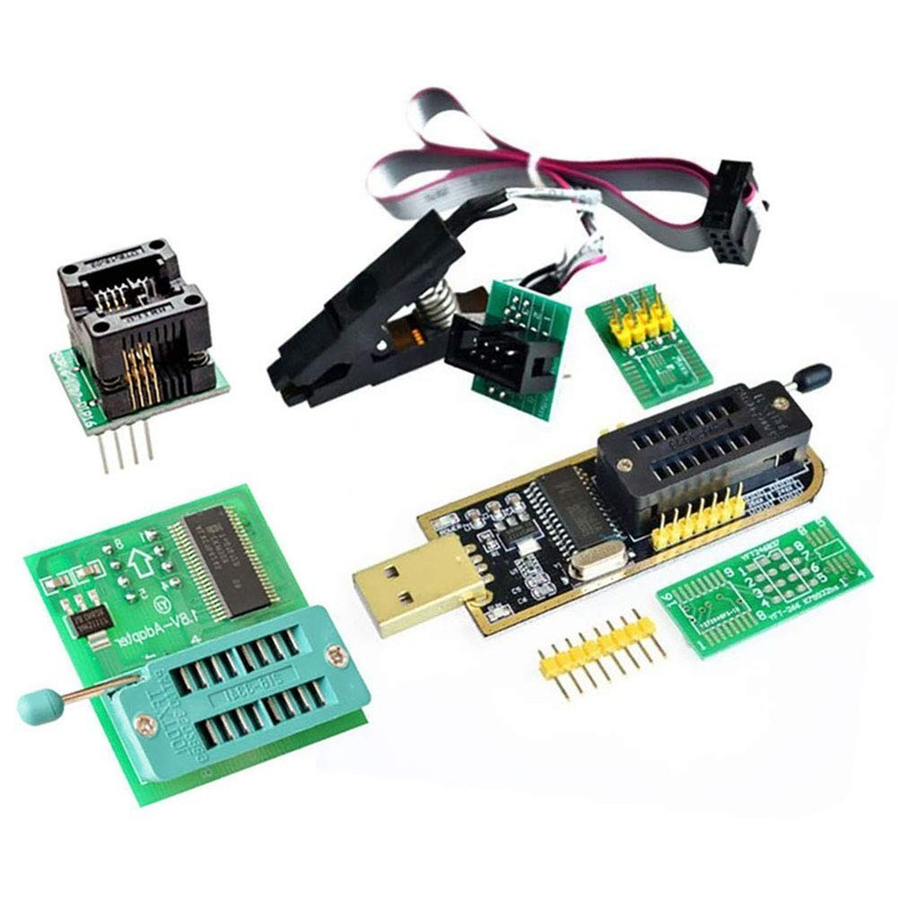 USB EEPROM BIOS Programmer CH341A with SOIC8 Clip & Adapters for 24/25 Series Fl