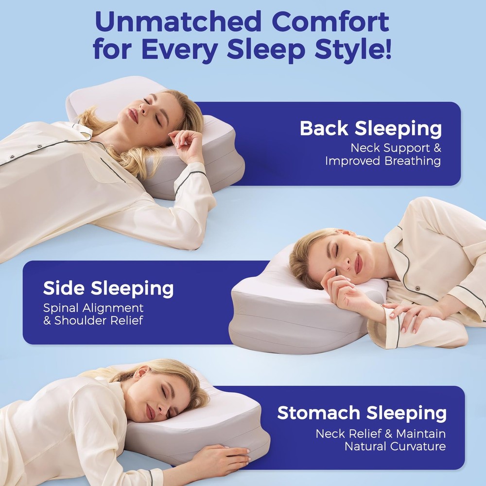 Cervical Neck Pillow for Sleeping, Ergonomic Side Sleeper Pillow, Memory Foam...