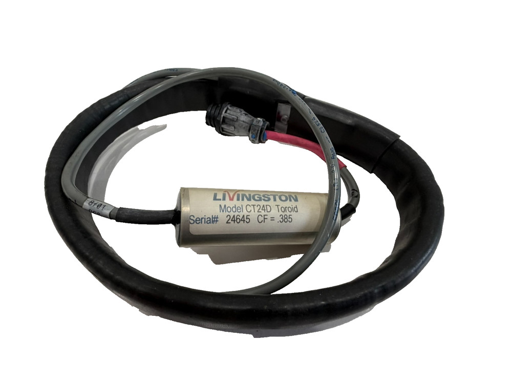 USED LIVINGSTON CT24D TOROID CURRENT TRANSFORMER WITH SENSOR CABLE