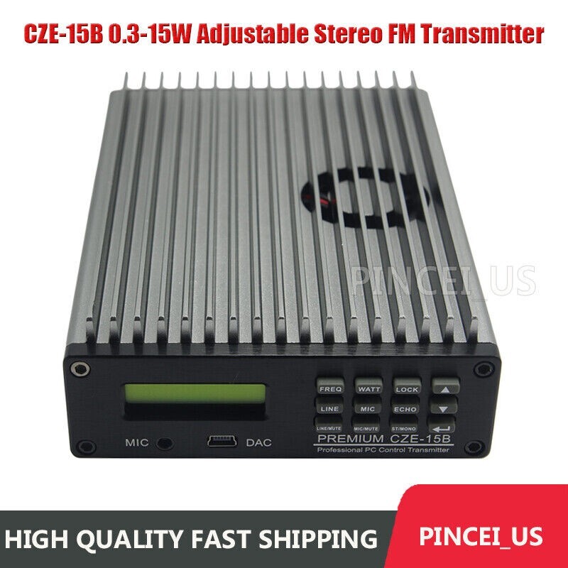 0.3-15W Adjustable Stereo FM Transmitter Wireless Broadcast Radio Station pe66