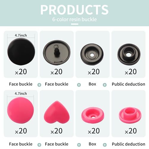Snap Button Kit - Metal & Plastic Snap Buttons with Fastener Pliers Tool Kit