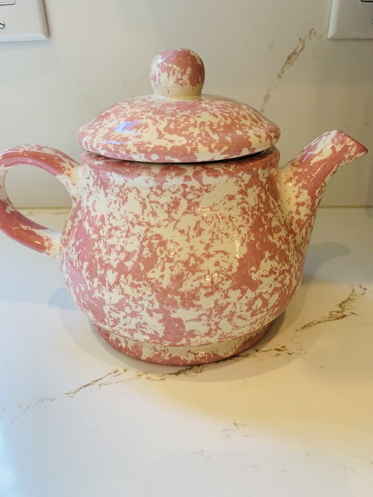 Pink Blot Pitcher Artist Unknown Ceramic Glossy Pink And White Small 6”