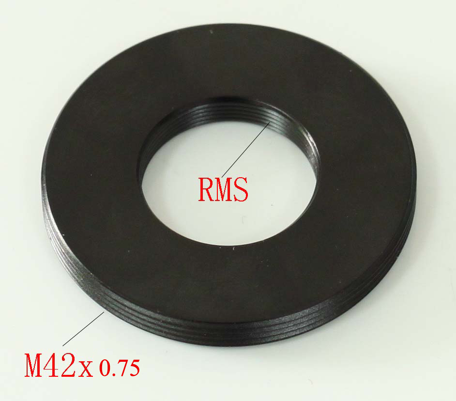 Adapter RMS Microscope objective to male M42 X0.75 adapter Flat without flange
