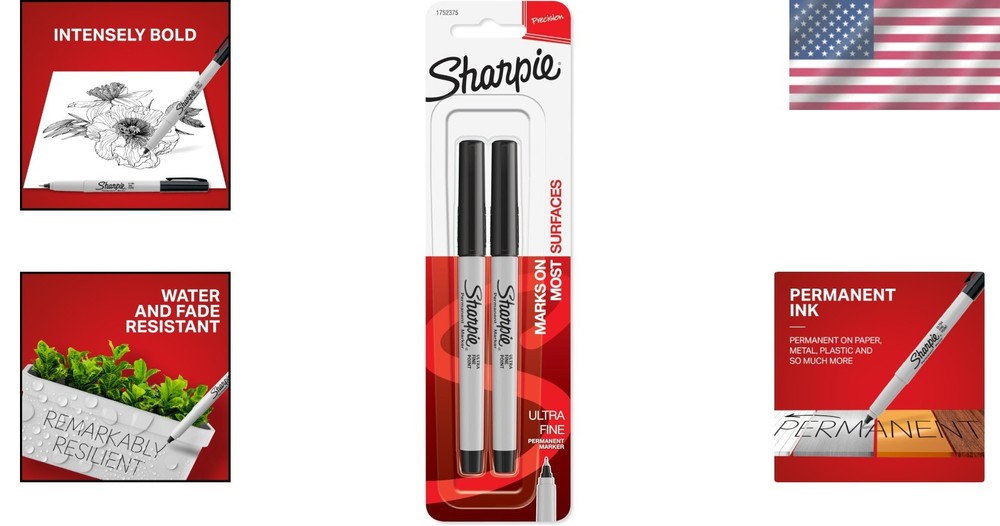 Fade Resistant Ultra Fine Point Permanent Markers - 2 Count for Professionals