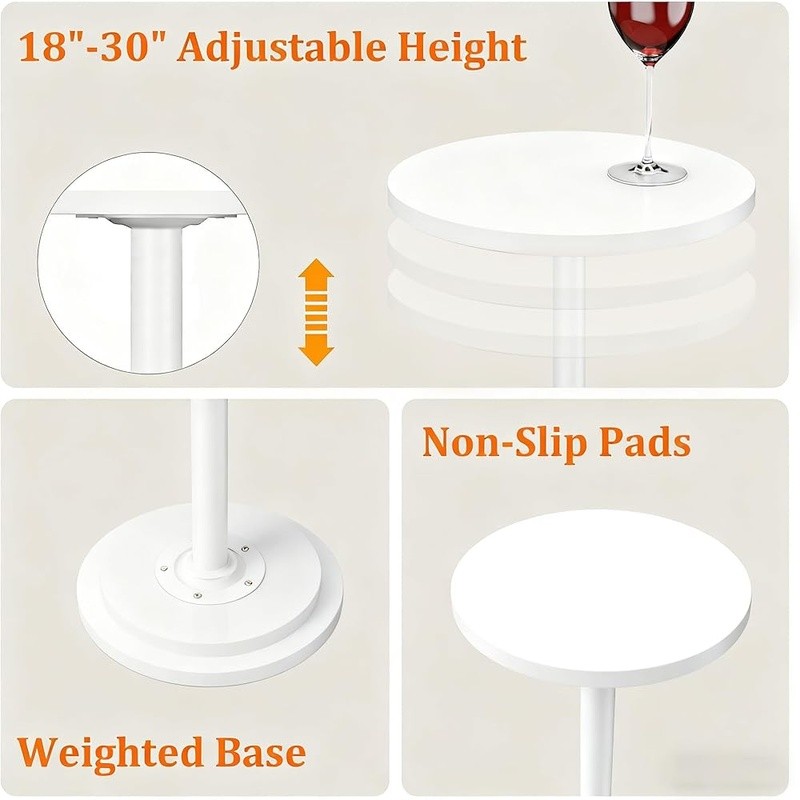 Height Adjustable Round Side Table Drink Tray 88lbs Capacity Compact Design New