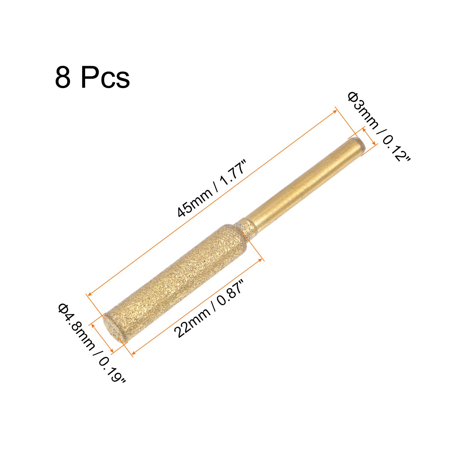 8 Sets Diamond Chainsaw Sharpener Bits 3/16" 4.8mmm Electric Chain Saw Grinder