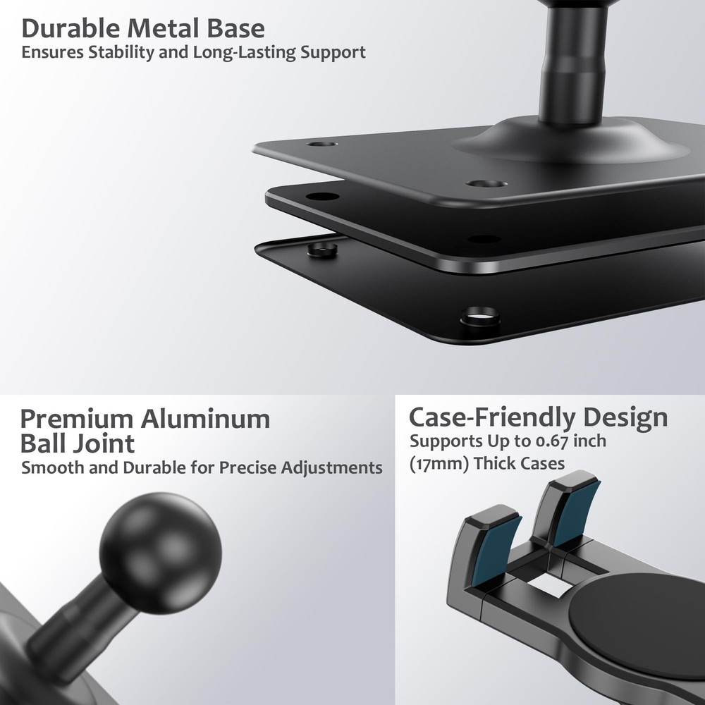 TeQable Tablet Wall Mount, 360° Rotating iPad Mount Holder, Short