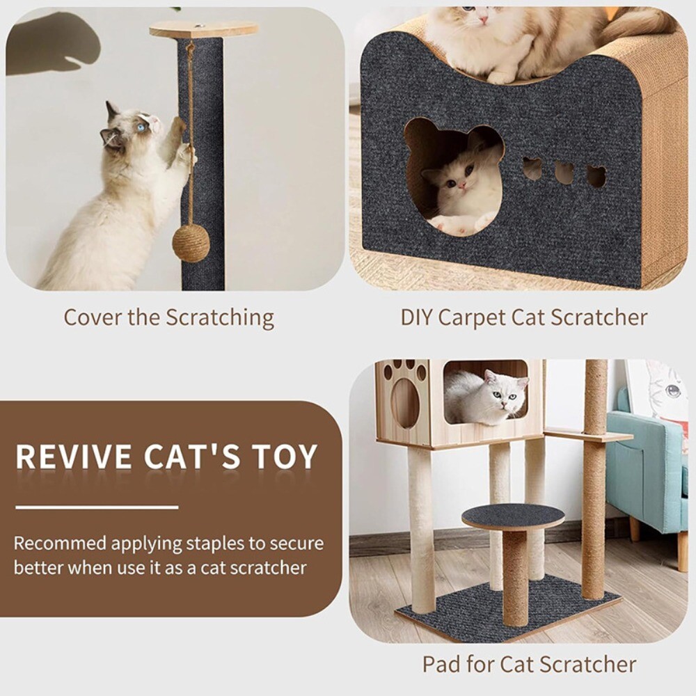 Trimmable Self-adhesive Carpet Mat Gray Cat Crawling Mat Cat Tree Racks*