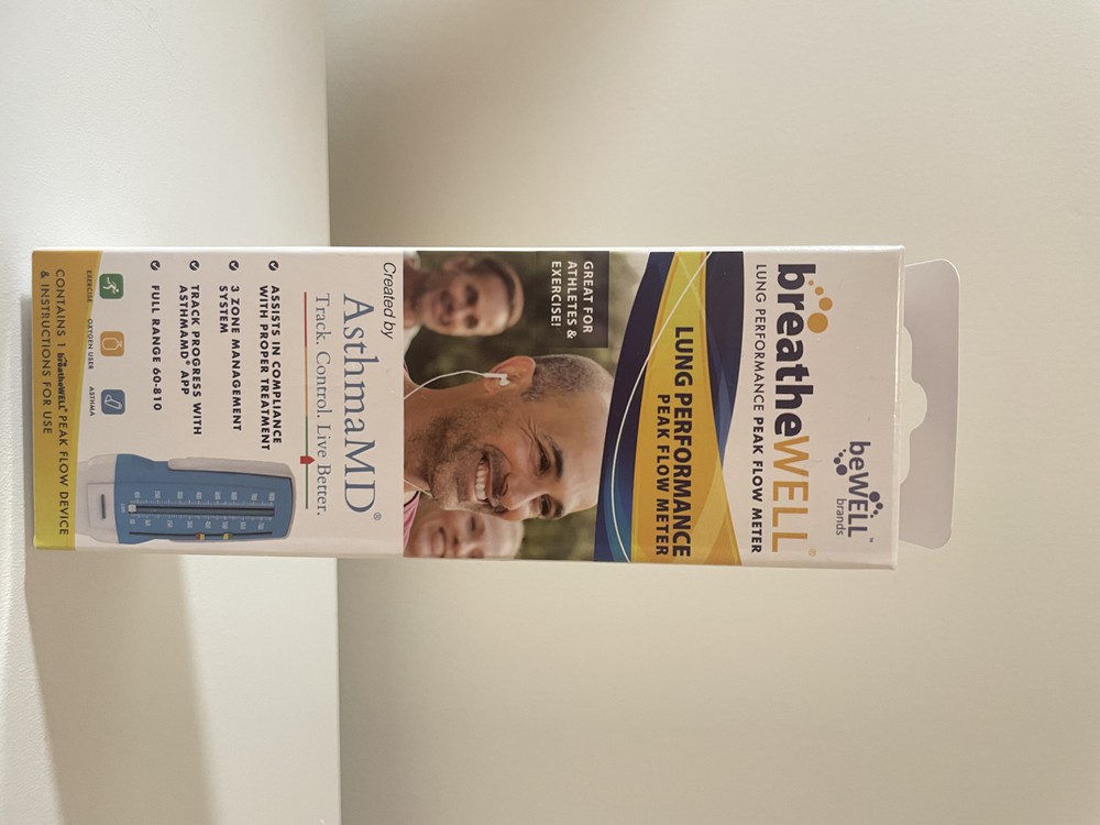 Quest AsthmaMD BreatheWell Lung Performance Peak Flow Meter Device New