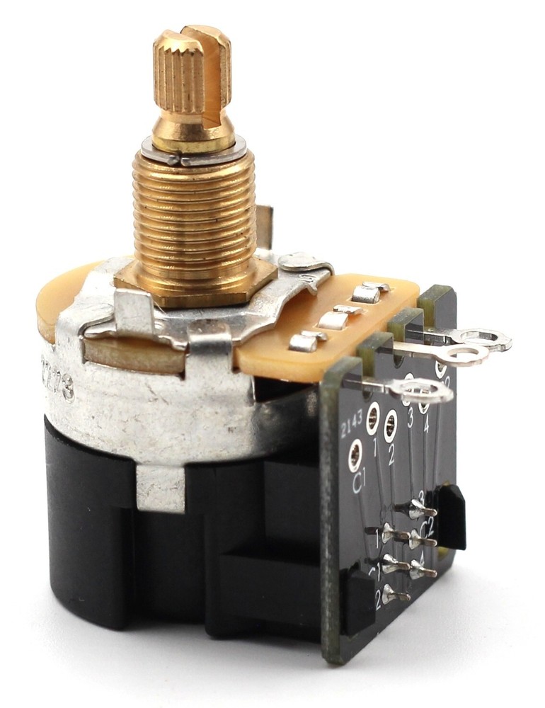 CTS 500K PUSH/PULL SHORT (3/8") SPLIT SHAFT AUDIO TAPER POT w/ Diagram - Single