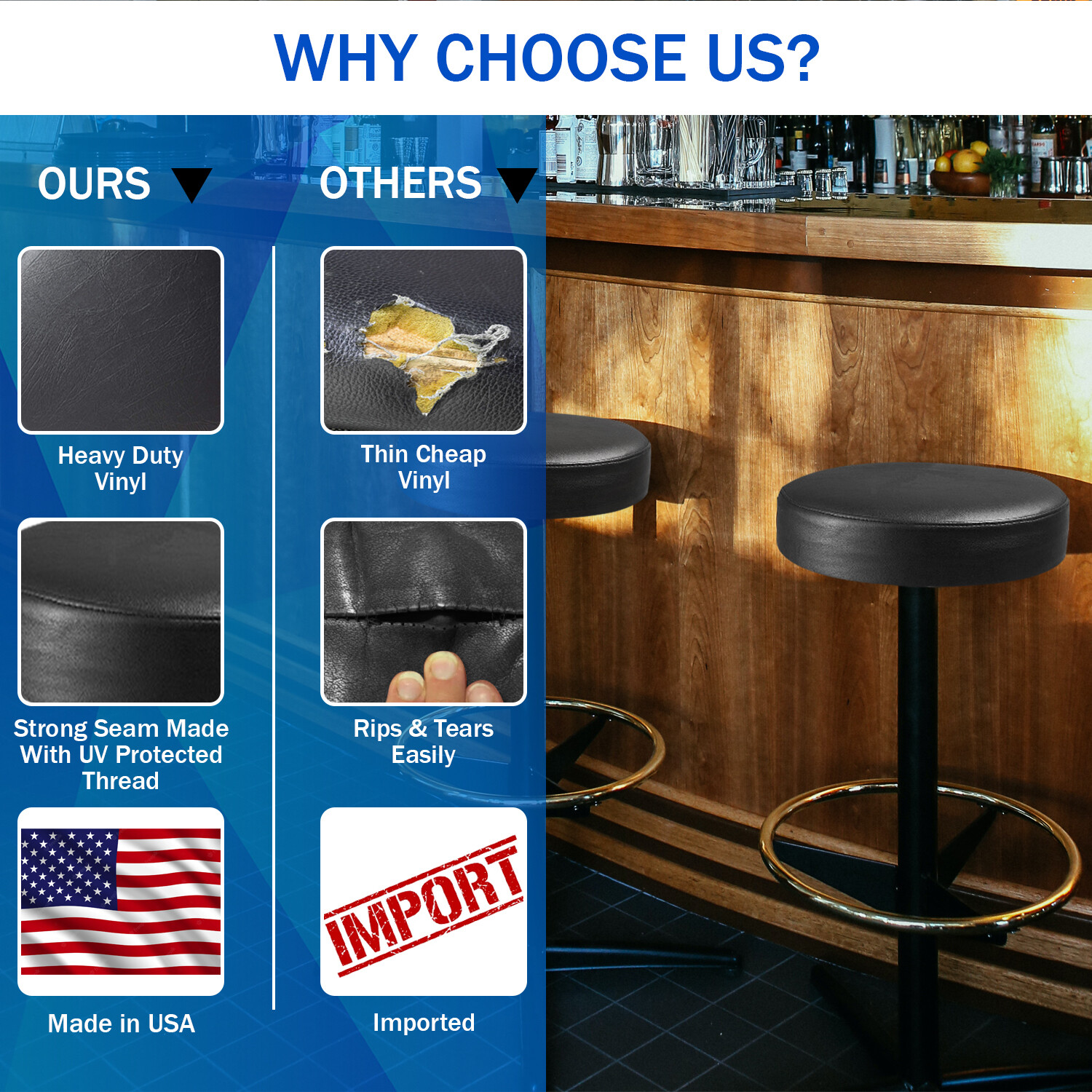 Bar Stool STAPLE ON Seat Cover Vinyl Replacement Office,Kitchen,Restaurant, Exam