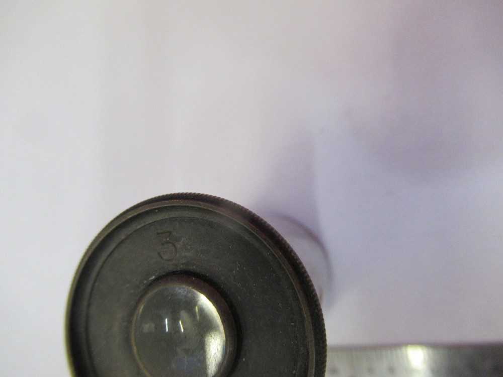 ANTIQUE ERNST LEITZ "3" EYEPIECE MICROSCOPE PART OPTICS AS PICTURED #B1-A-50