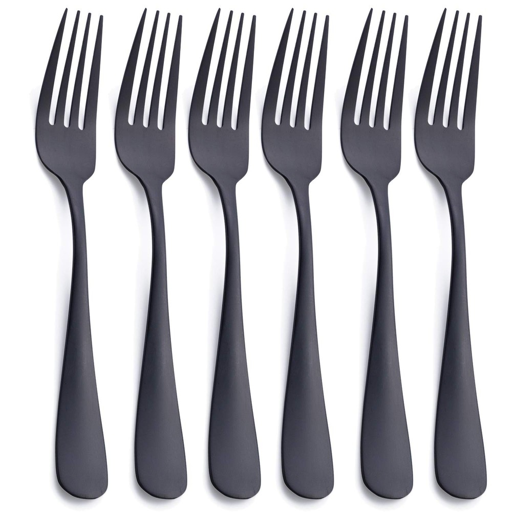 Matte Black Dinner Fork, GoGeiLi Stainless 6-Piece