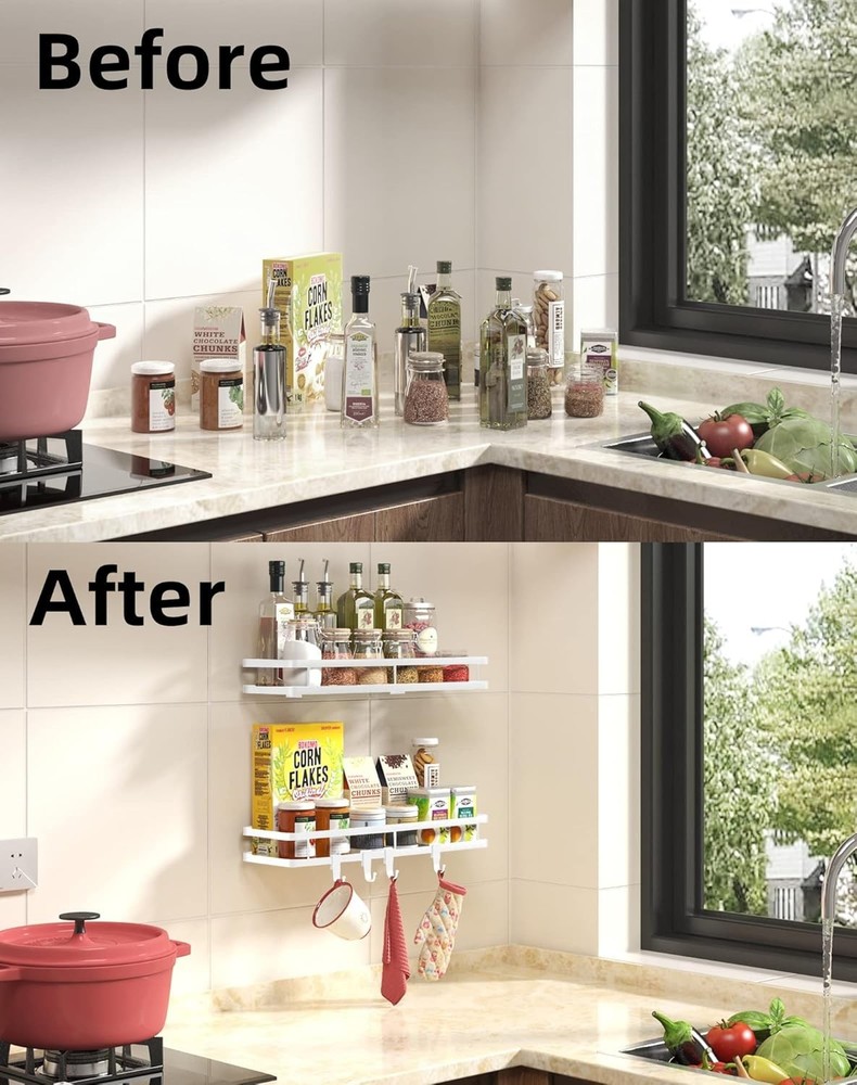 Spice Rack Organizer Wall Mount - 15.7in 2Pack [Upgraded Version] Hanging Sea...