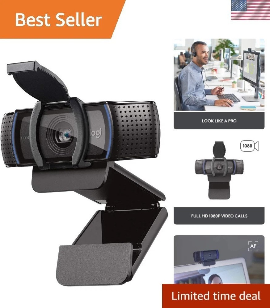 Logitech C920S Full HD Webcam - 1080p, Light Correction, Privacy Features