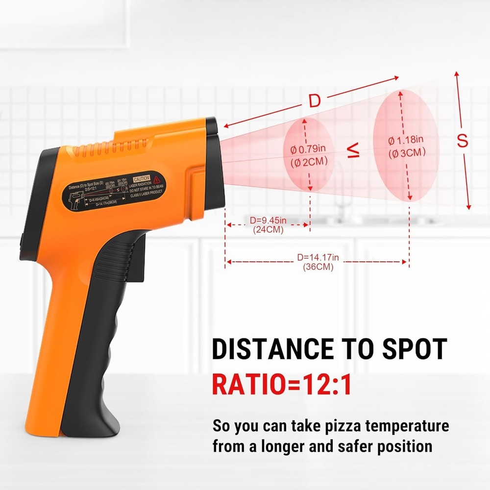 Versatile TP30 Laser Temperature Gun - Adjustable Emissivity - Instant Readings