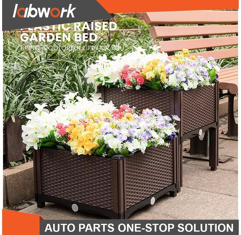 Labwork 1xElevated Rectangular Garden Bed Flower Vegetable Grow Planter Care Box