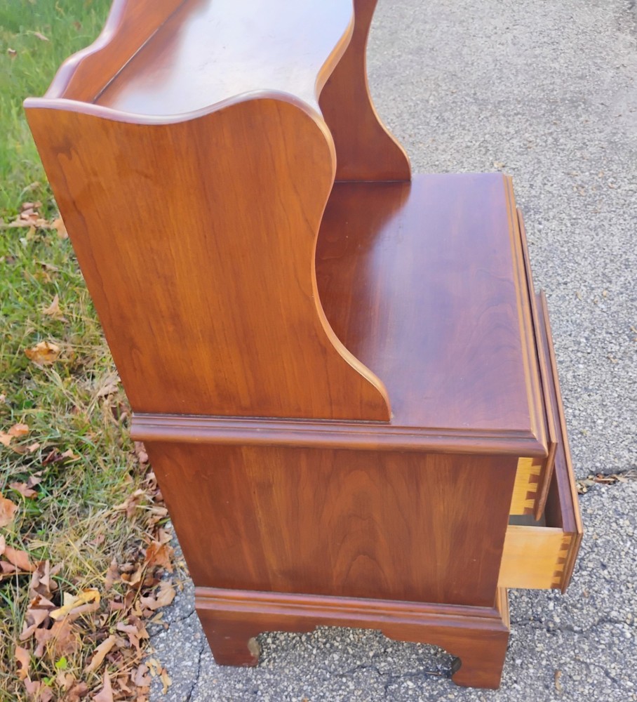Henkel Harris solid cherry 2 tier, 2 drawer stand table