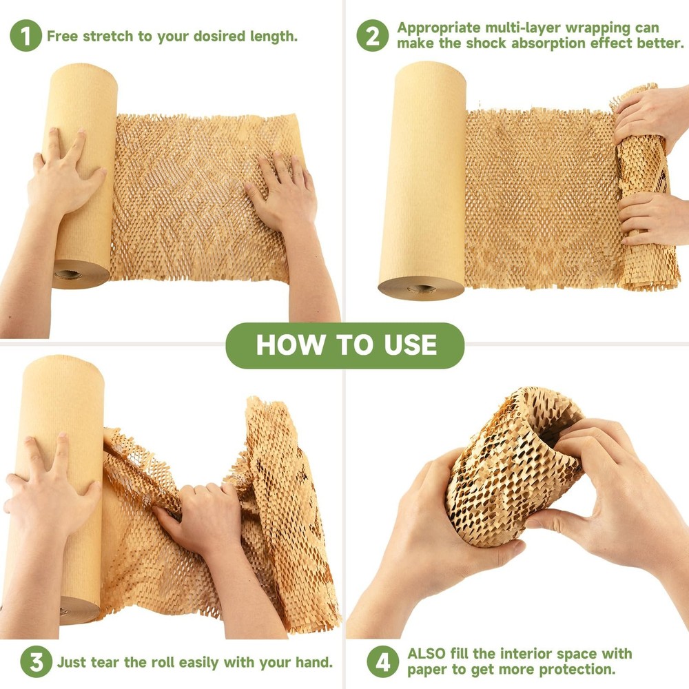 Honeycomb Packing Paper Wrap 15''x328', Substitute Alternative for Bubble Cus...
