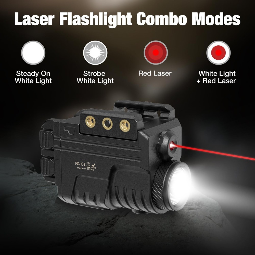 SIXRAY Rechargeable Red Laser and Flashlight for Light Combo