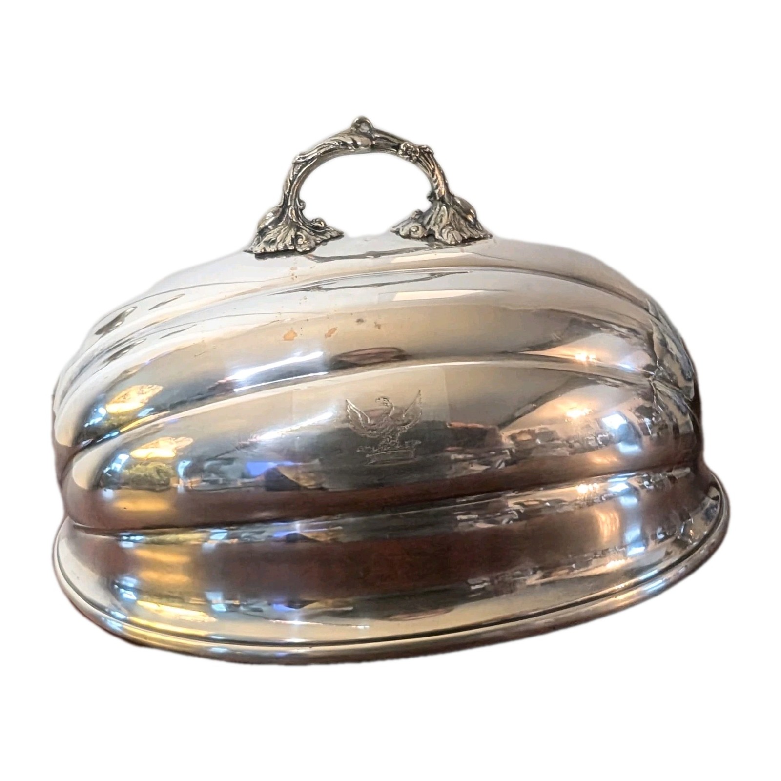 Scarce 1840s Sheffield Plate Meat Dome w/ Engraved Eagle Crest ~Registered 1848~