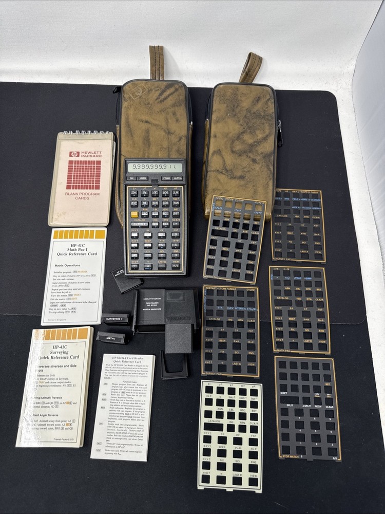 Hewlett Packard HP-41CX Calculator, 82104A Reader, Modules, Overlays MORE TESTED
