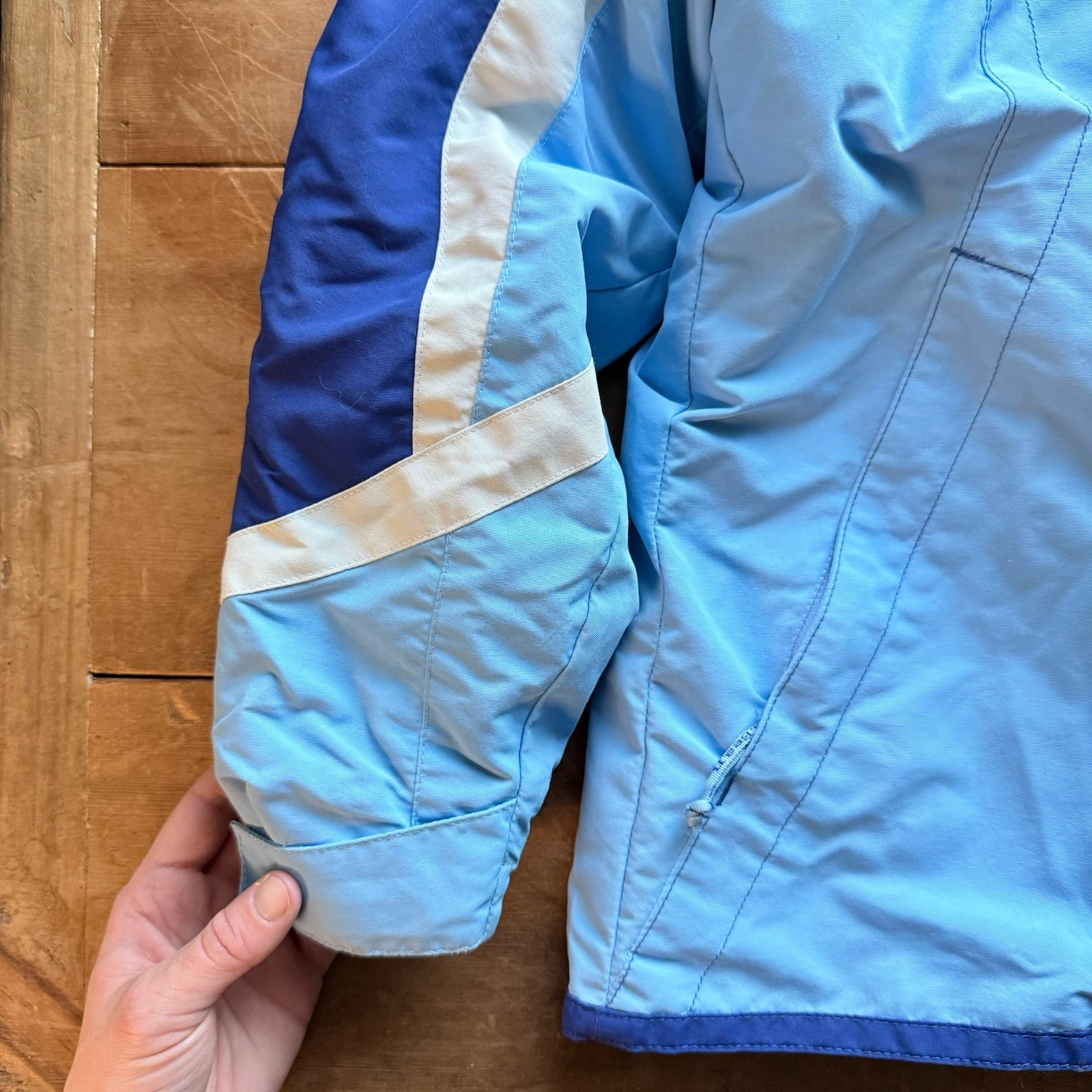 Girls VTG 90s LL Bean Puffer Coat Sz Small Jacket Blue Detachable Liner Y2K Play