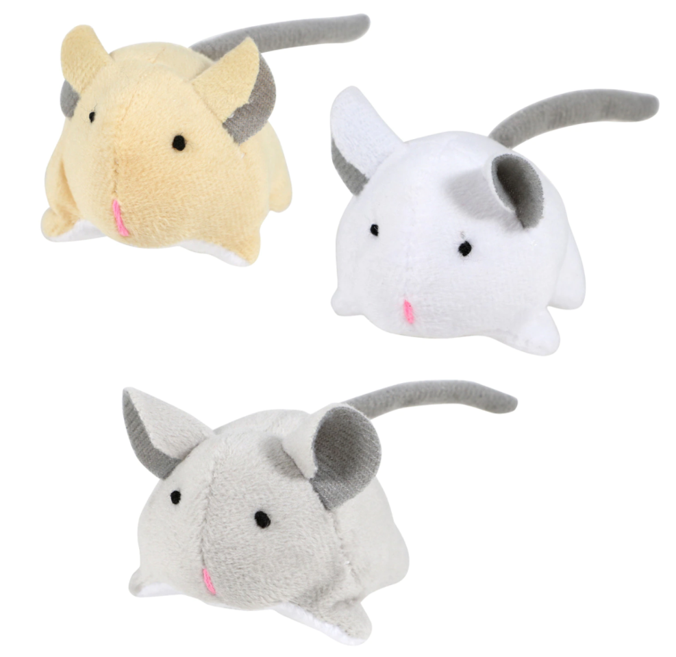 Greenbrier Kennel Club Plush Cat Mouse Toy w/ Rattle/Bell Grey Tan White~ Choice