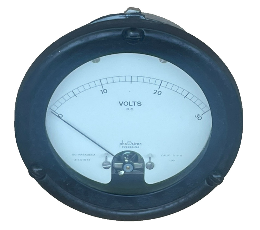 Phaostron Meter Ruggedized. 0- to-30 Volts D.C, 411-01577