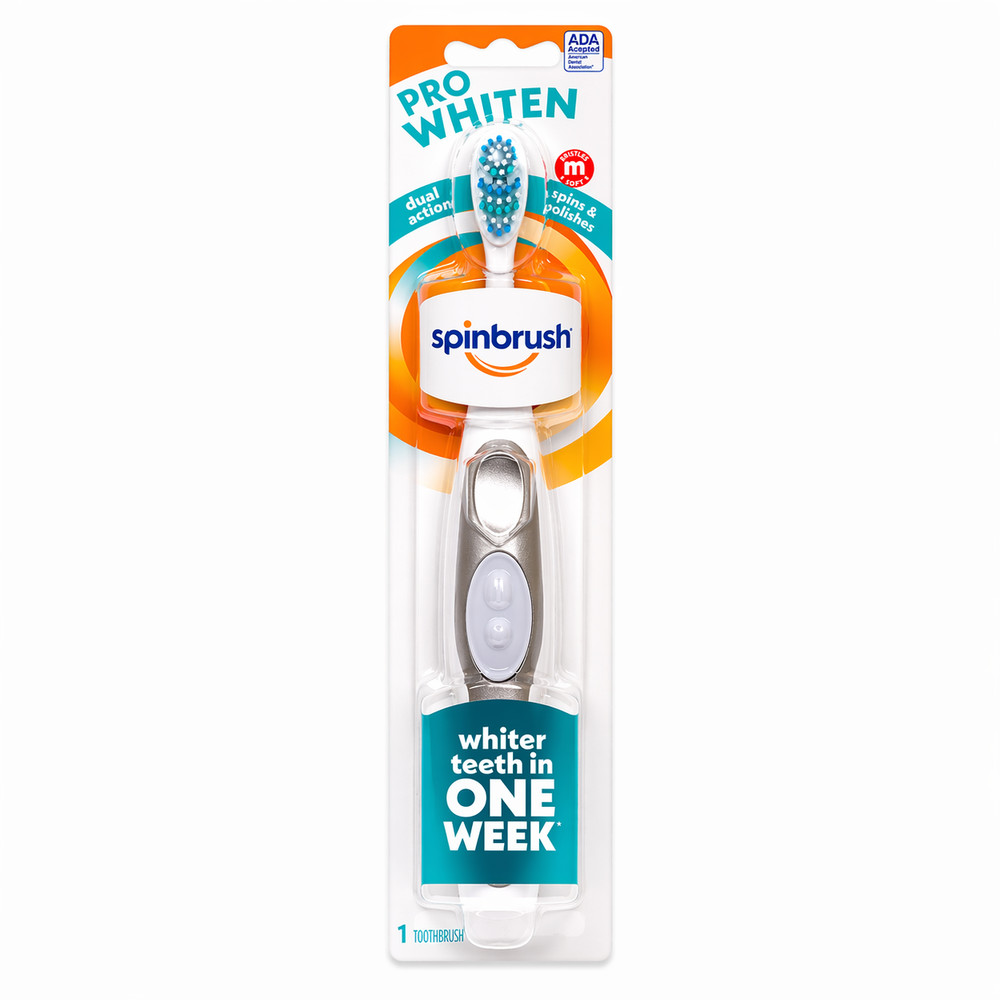 Spinbrush Pro Whiten Battery Toothbrush Medium 3 Pack New