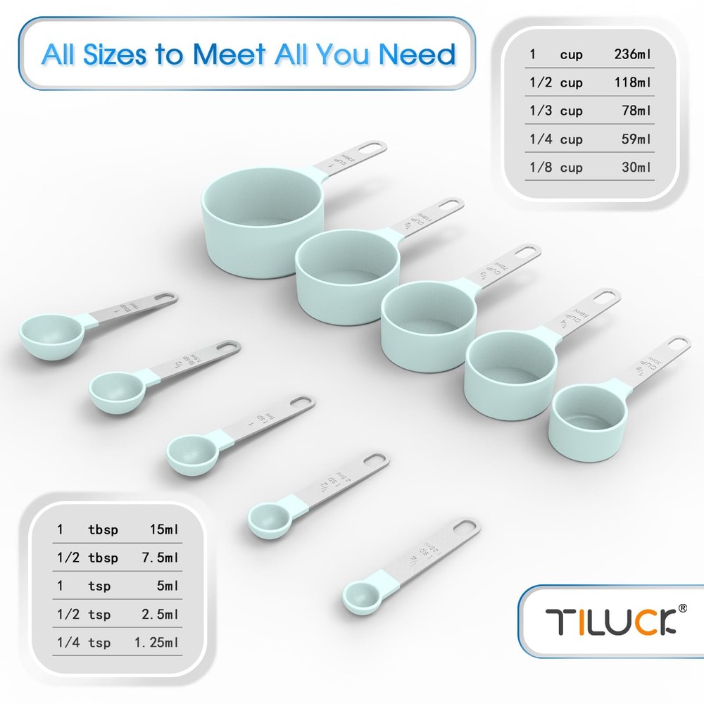 Measuring Cups & Spoons Set, Stackable Cups and Spoons, Nesting Measure Cups ...