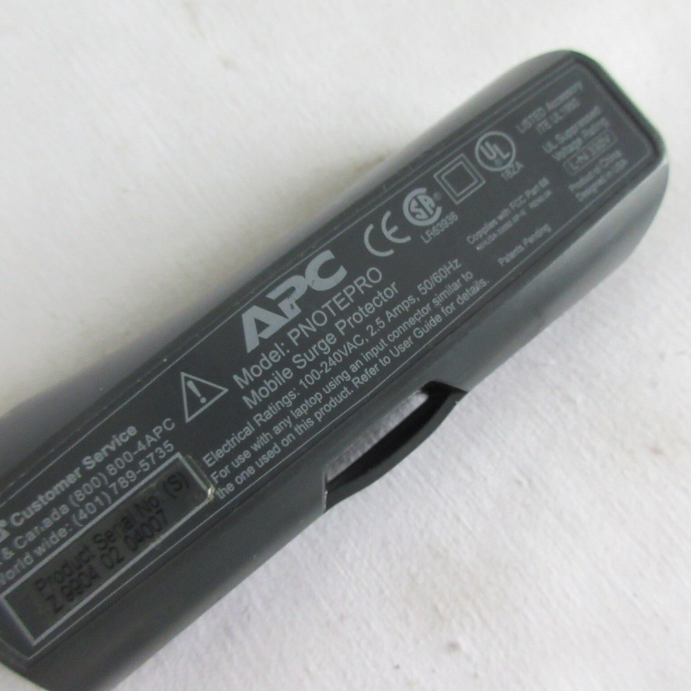APC PNOTE PRO SURGE PROTECTOR NOTEBOOK 2 PRONT ADAPTER PNOTEPRO COMPUTER