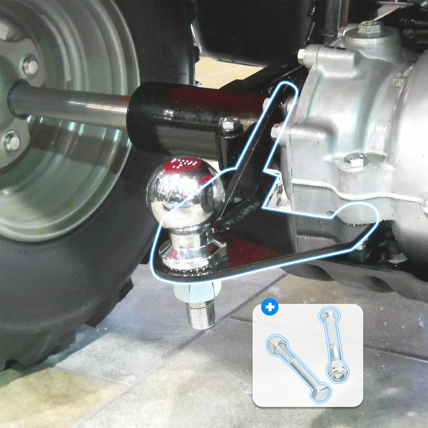 For Honda 250 Recon TRX ATV Ball Hitch 97-18 Powder Coated Finish With Hardware