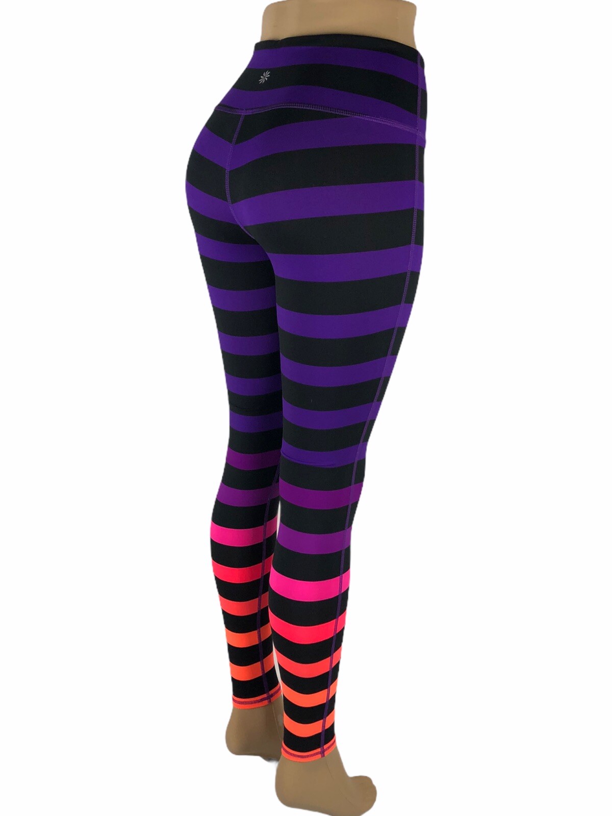 ATHLETA Women XS High Rise Bold Stripe Chaturanga Tight Leggings Yoga 153086 EUC