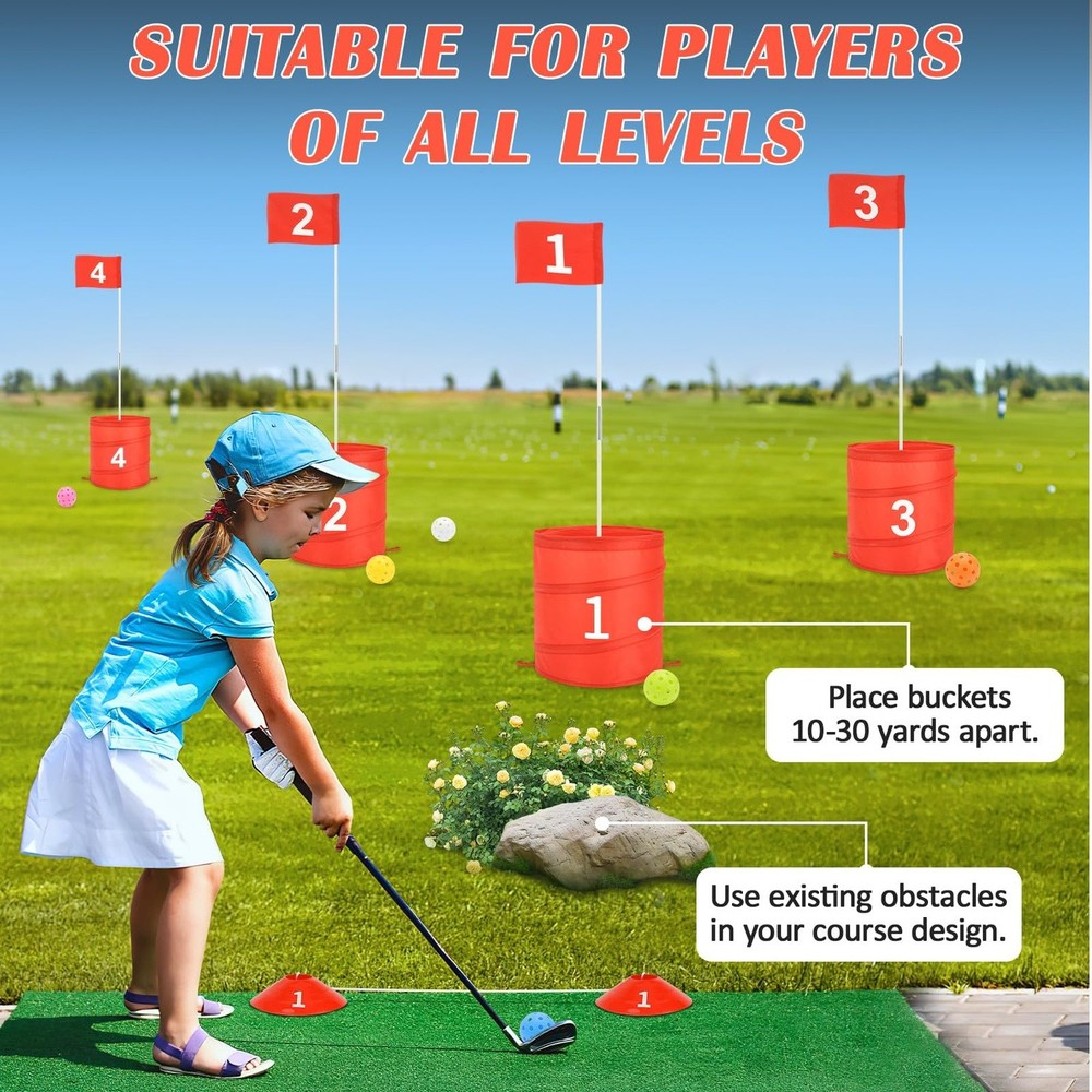 deAO 6 Hole Backyard Golf Game Portable Red