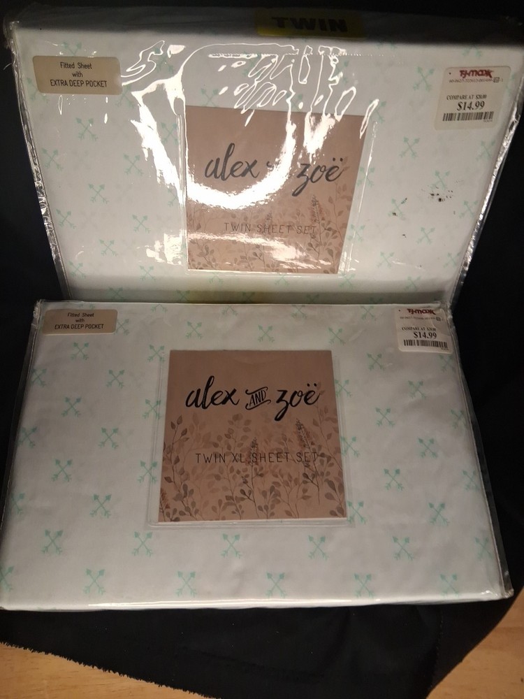 2 Sets-3 pc Alex & Zoe Twin Sheet Set NIP