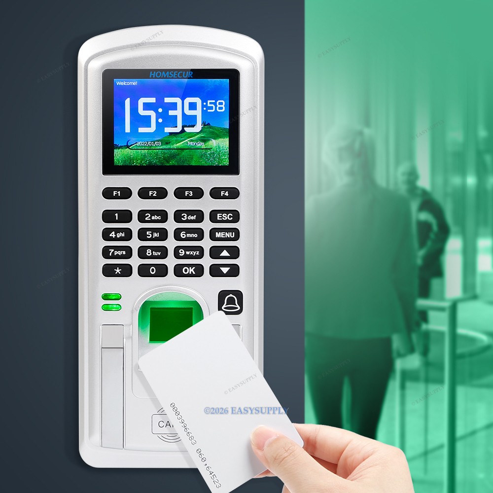 HOMSECUR Time Attendance With Fingerprint RFID Reader Free Software +WiFi+DST