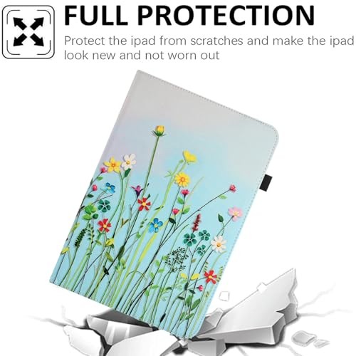Universal 11 12 Inch Android Tablet Case,360 Degree Rotatable Flower Grass 08