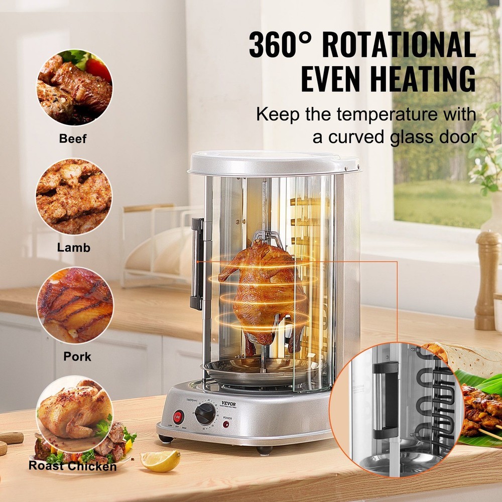 Compact Rotisserie Machine with Powerful Heating and Stable Operation