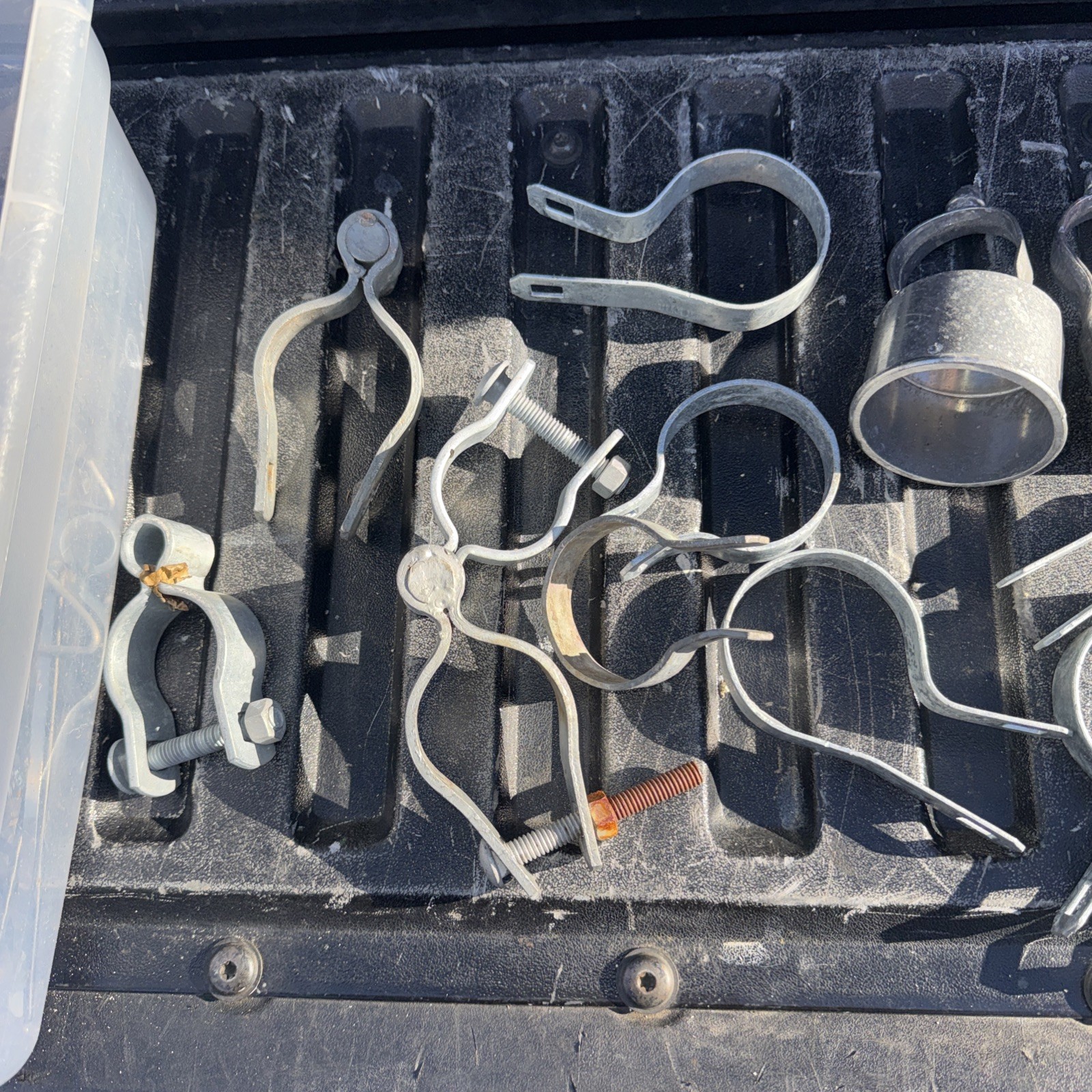 Chain Link Fence Parts Lot- Fencing Pieces & Bolts Brackets Caps Connector