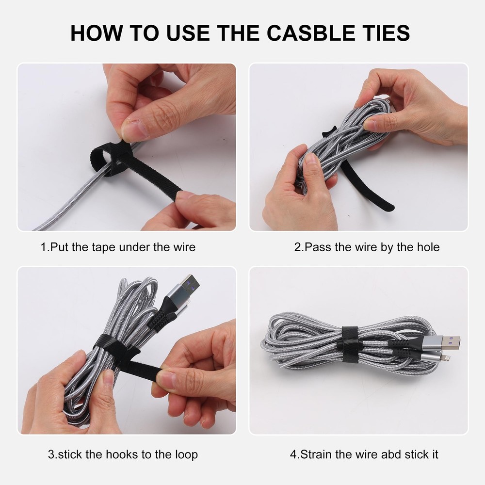 Reusable Hook Loop Cable Ties 210 PCS 6in Adjustable Cable Organizer